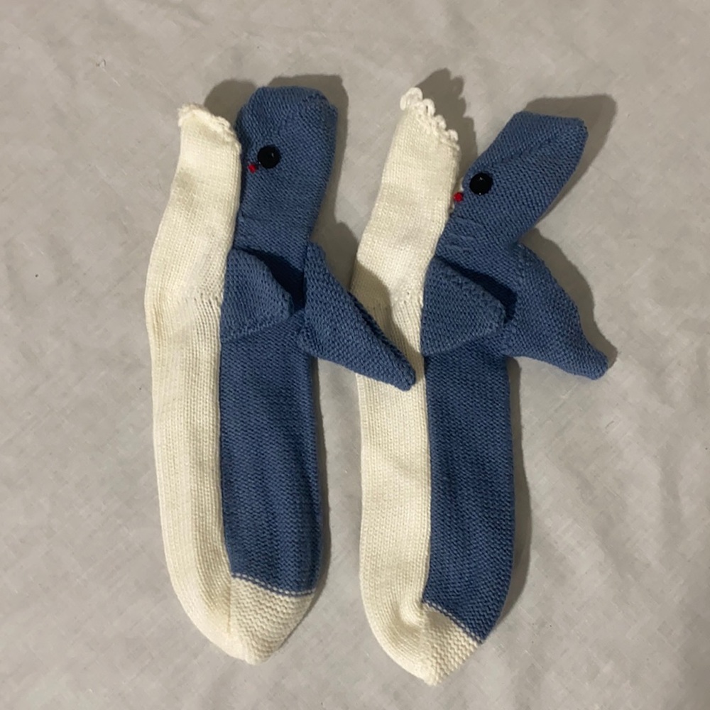 Two Pairs ($5 for both) Of Handmade Kids Shark Socks